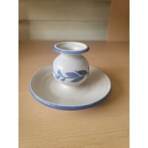 Rustic Salt Glazed Stoneware Art Pottery Candle Holder